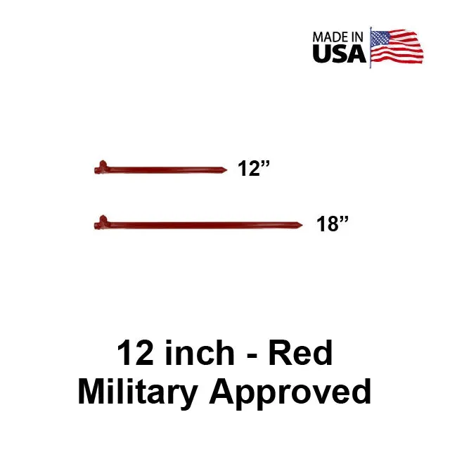 5/8" x  12" Tent Stake - Hot Forged Tent Pin - Red | Military-Approved