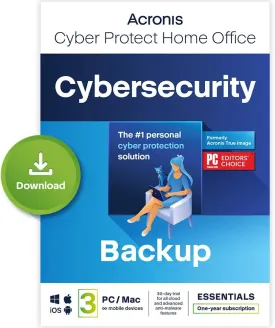 Acronis Cyber Protect Home Office 2023 | Essentials | 3 PC/Mac | 1 Year | Windows/Mac/Android/iOS | pure Backup | Activation Code by email