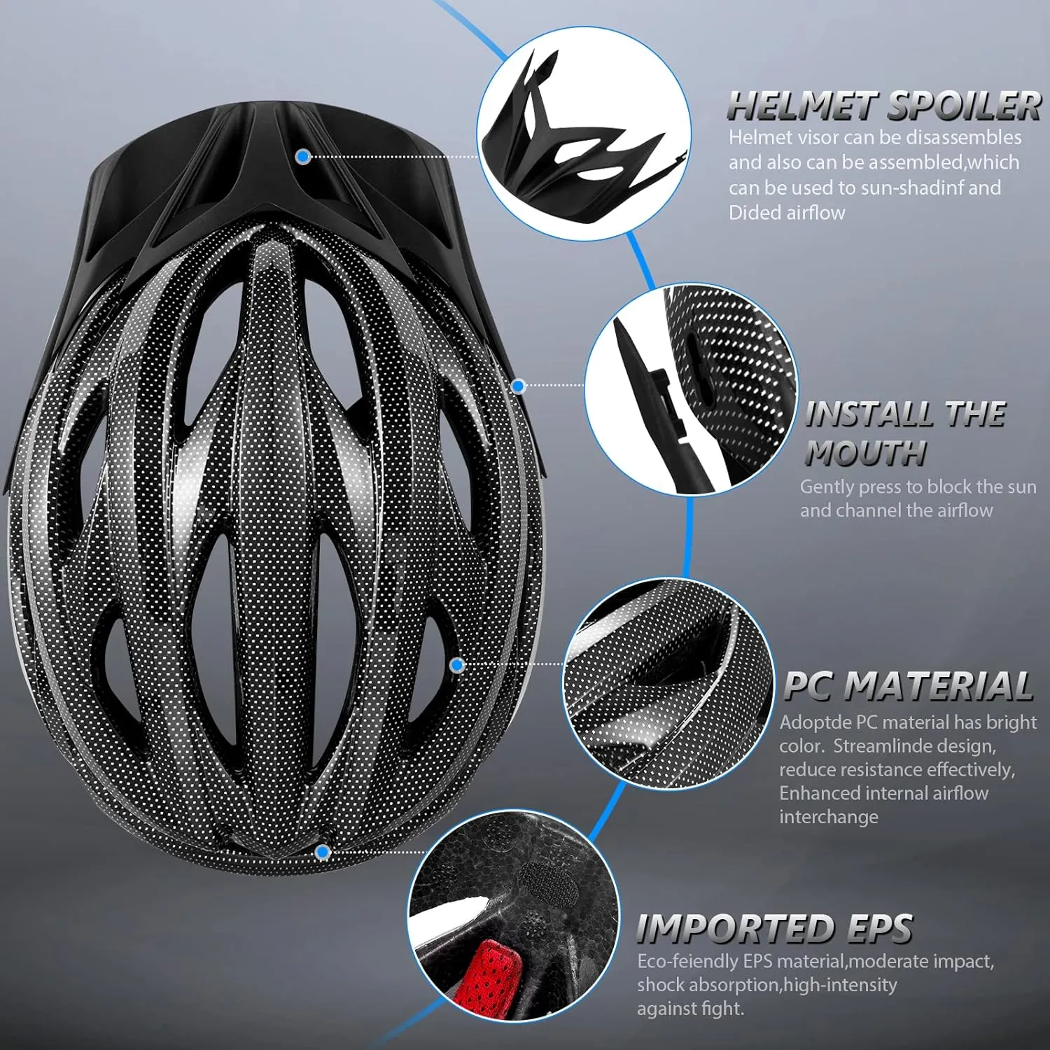 Bike Helmets for Men - Women Bicycle Helmet Adult - Certified Lightweight Comfort Adjustable Cycling Helmet with Detachable Visor for Mountain Road Biker
