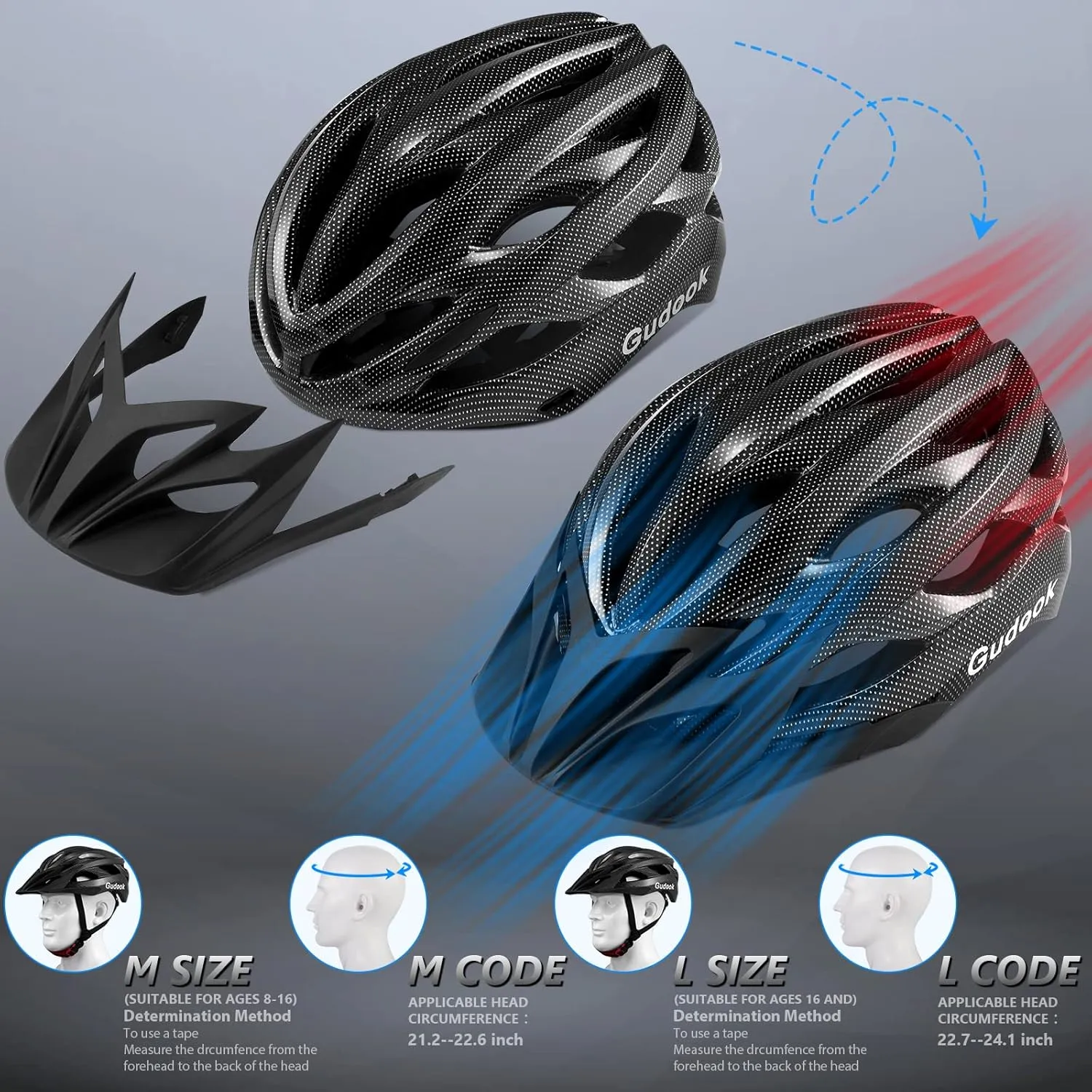 Bike Helmets for Men - Women Bicycle Helmet Adult - Certified Lightweight Comfort Adjustable Cycling Helmet with Detachable Visor for Mountain Road Biker