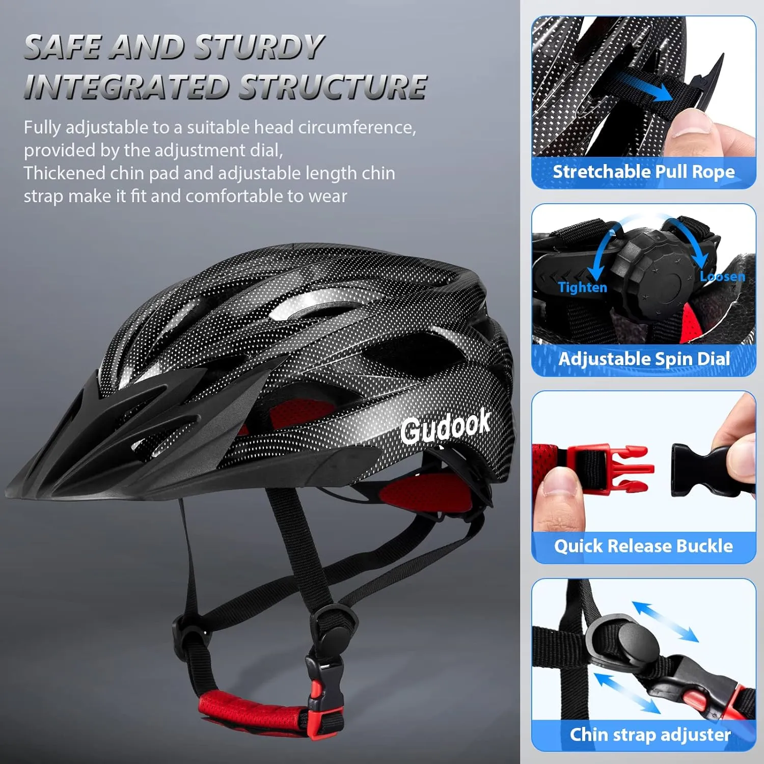 Bike Helmets for Men - Women Bicycle Helmet Adult - Certified Lightweight Comfort Adjustable Cycling Helmet with Detachable Visor for Mountain Road Biker