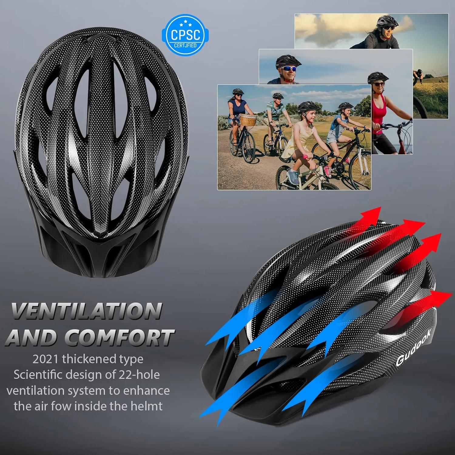 Bike Helmets for Men - Women Bicycle Helmet Adult - Certified Lightweight Comfort Adjustable Cycling Helmet with Detachable Visor for Mountain Road Biker