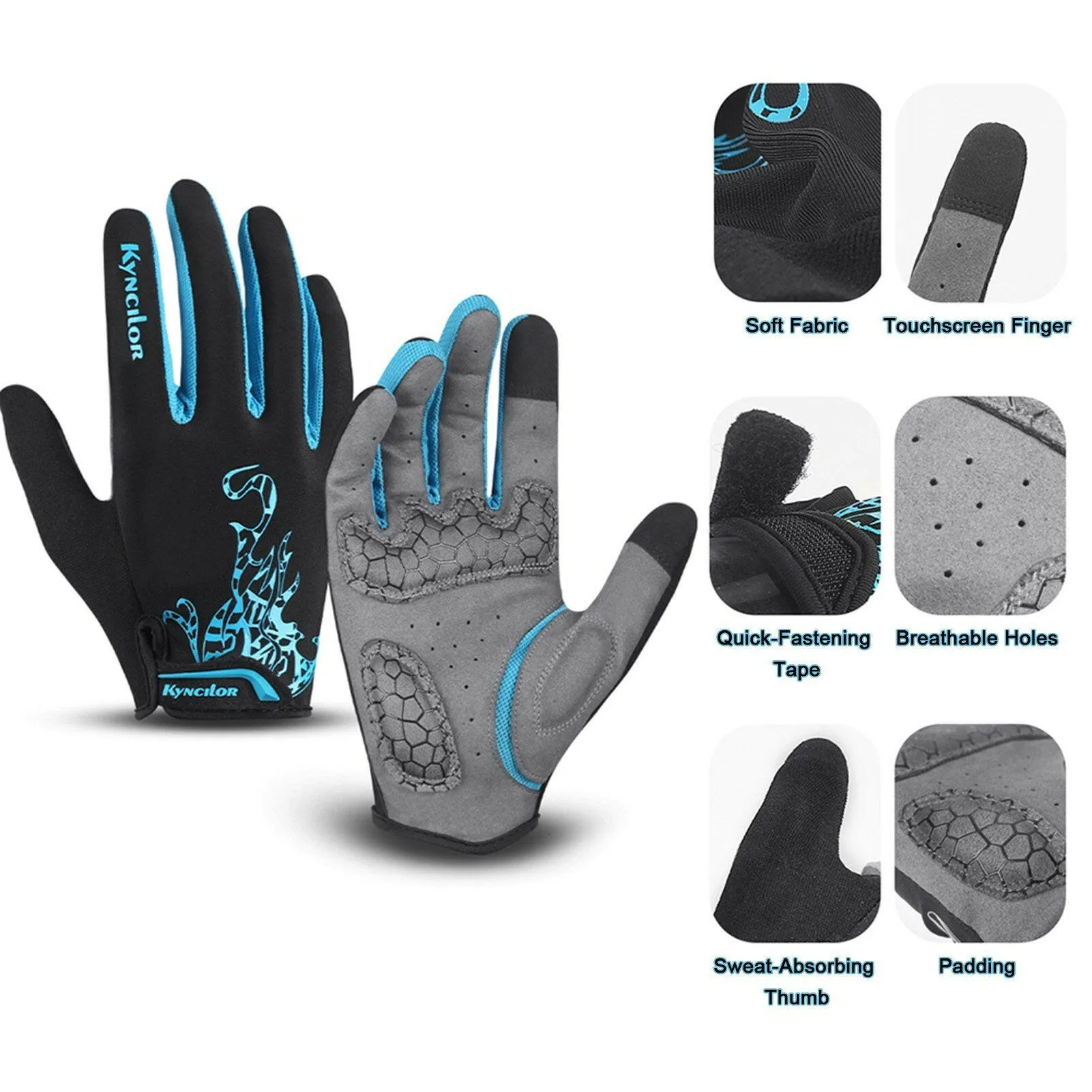 Cycling Gloves Men Women Padded Touchscreen Sweat-Absorbing Breathable Gloves for Hiking Climbing
