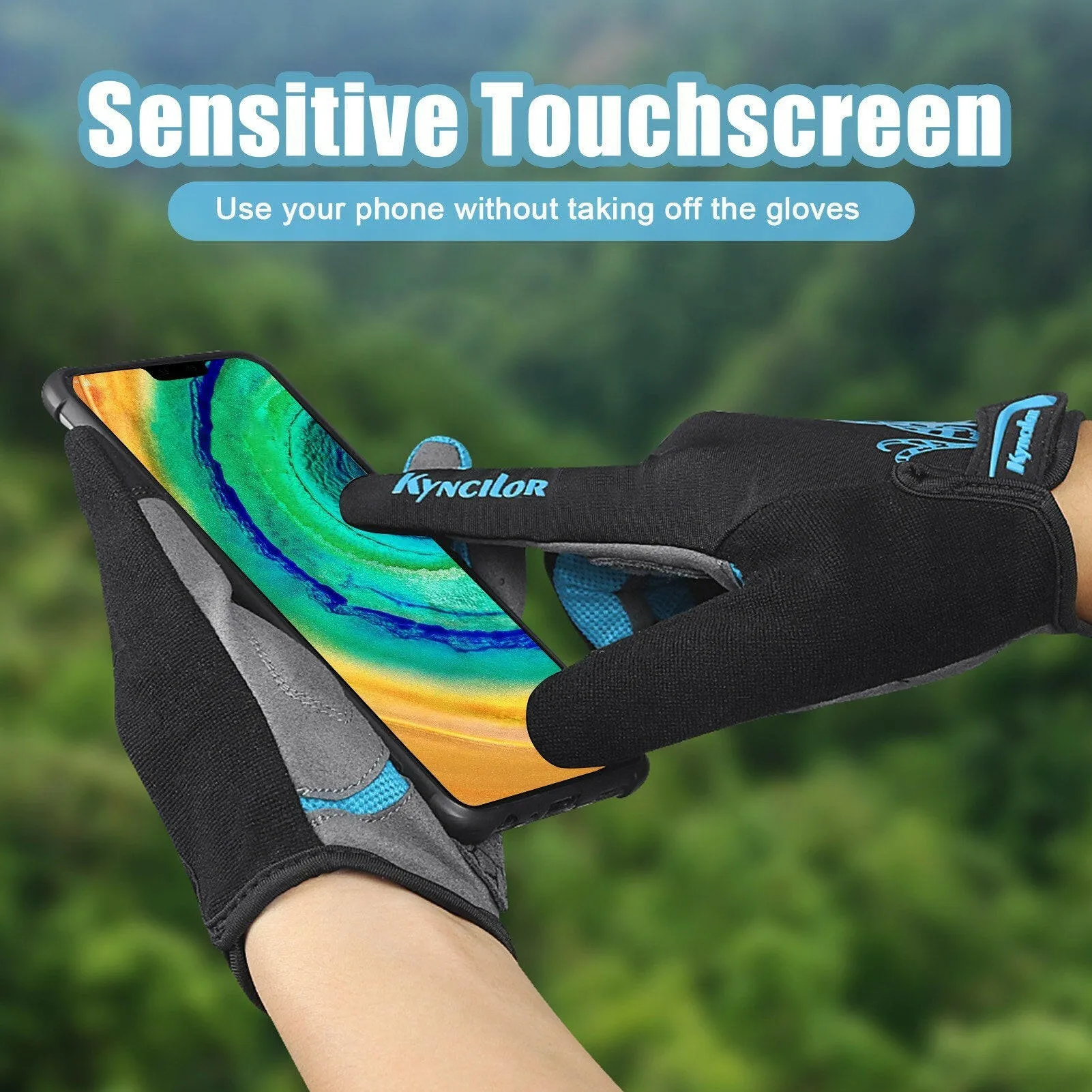 Cycling Gloves Men Women Padded Touchscreen Sweat-Absorbing Breathable Gloves for Hiking Climbing