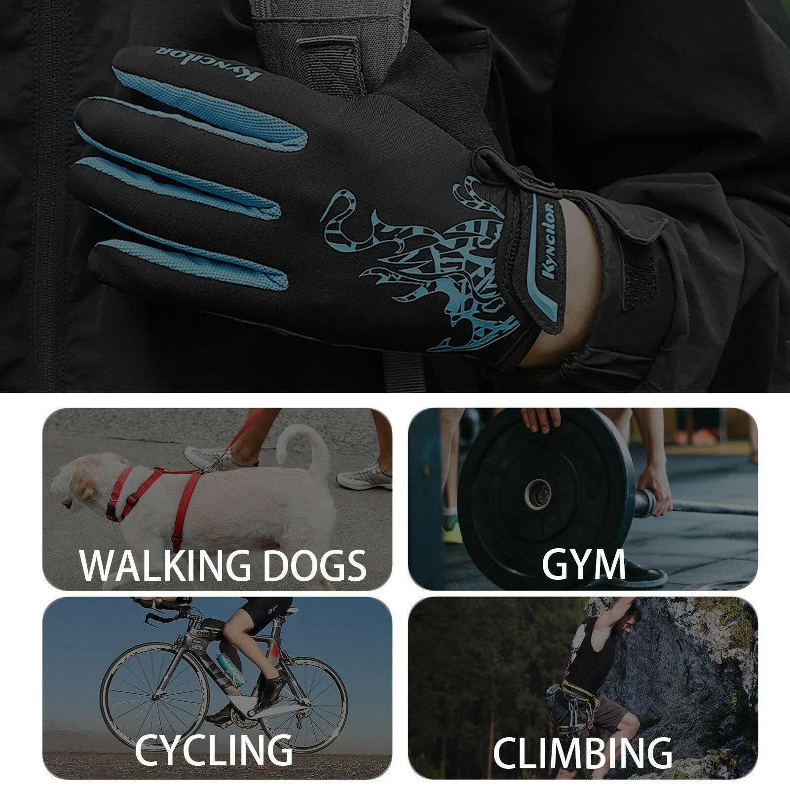 Cycling Gloves Men Women Padded Touchscreen Sweat-Absorbing Breathable Gloves for Hiking Climbing