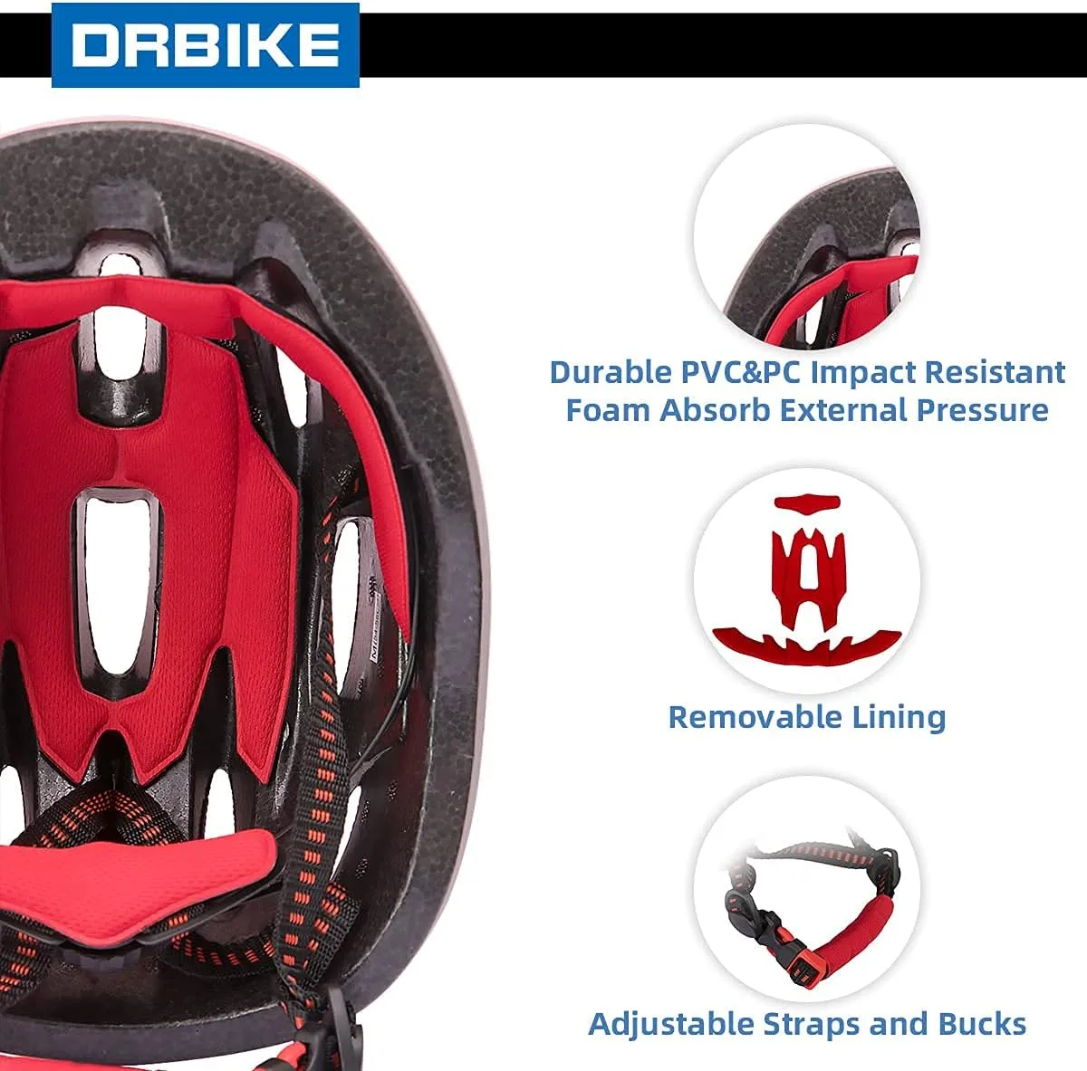 DRBIKE Kids Bike Helmet for Boys and Girls Ages 3-8 Years, Adjustable Toddlers Helmet, Lightweight, for Multi-Sport Cycling Ski Roller Skating Scooter, Multiple Colors
