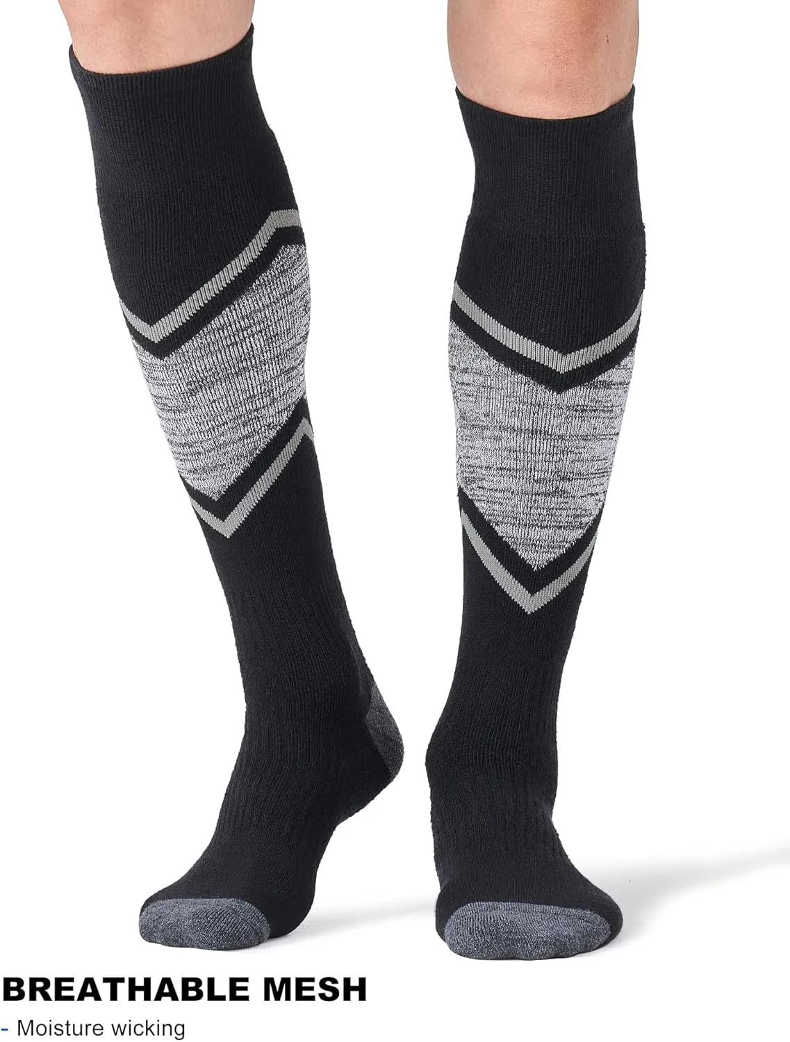 FITRELL 2/3 Pack Merino Wool Ski Socks for Snowboarding, Full Cushioned Winter Thermal Knee-high Warm Socks for Men and Women
