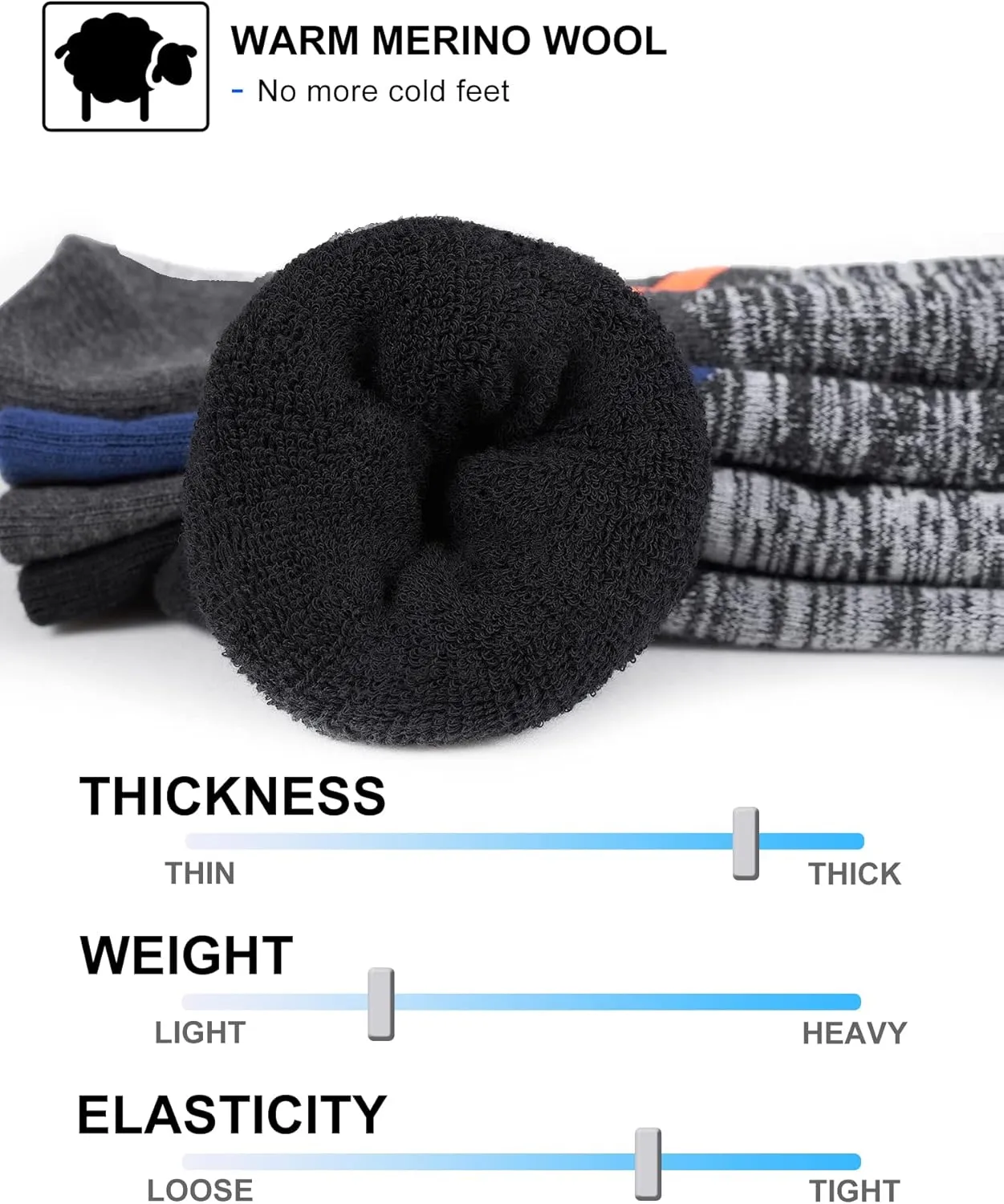 FITRELL 2/3 Pack Merino Wool Ski Socks for Snowboarding, Full Cushioned Winter Thermal Knee-high Warm Socks for Men and Women