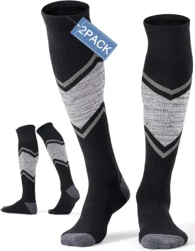 FITRELL 2/3 Pack Merino Wool Ski Socks for Snowboarding, Full Cushioned Winter Thermal Knee-high Warm Socks for Men and Women