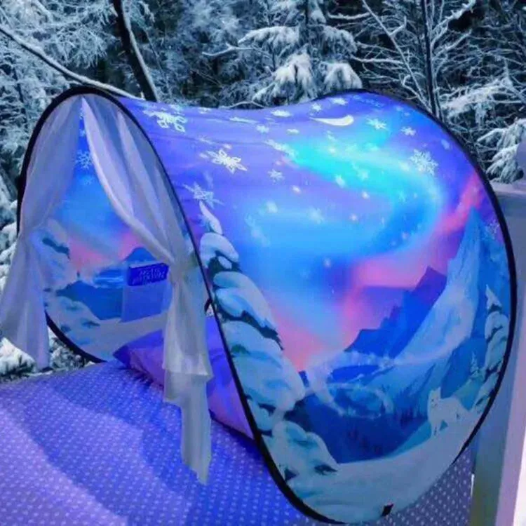 Foldable Dream Tent for Kids Children's Bed with Storage Pocket Kids Tent on Bed Mosquito Net Tent