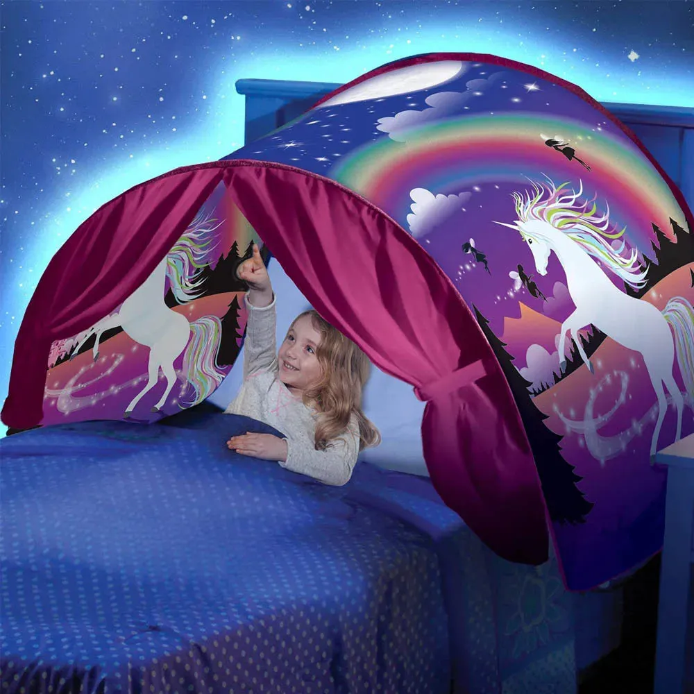 Foldable Dream Tent for Kids Children's Bed with Storage Pocket Kids Tent on Bed Mosquito Net Tent