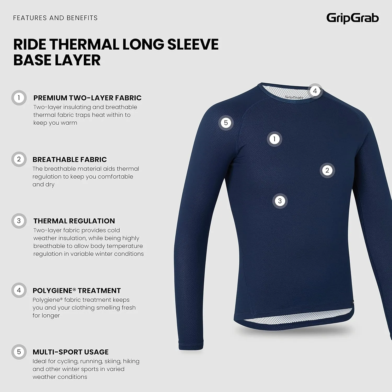 GripGrab Ride Thermal Long Sleeve Winter Cycling Base Layer Single & Multipack Biking Undershirt Bicycle Baselayer Bike Shirt