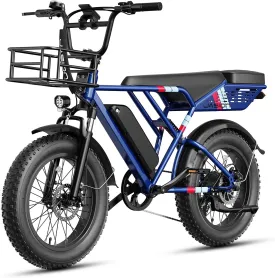 Jasion RetroVolt Electric Bike for Adults,1500W Peak Motor & 30MPH & 70Miles Electric Dirt Bike,Dual Suspension Ebikes for Adults, 20" Fat Tire Ebike with 48V 13Ah Battery Electric Mountain Bike