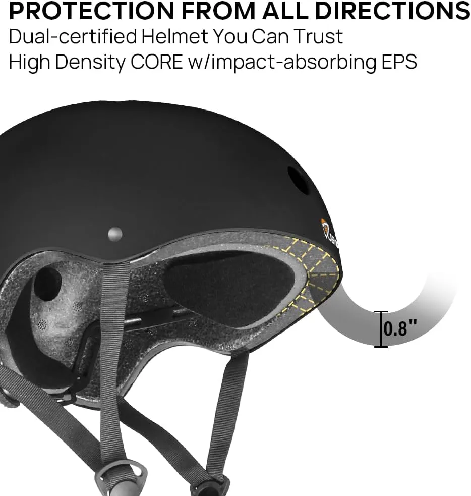 JBM Skateboard Helmet - Lightweight, Adjustable & Design of Ventilation Skate Helmet for Scooter, Roller Skate, Inline Skate