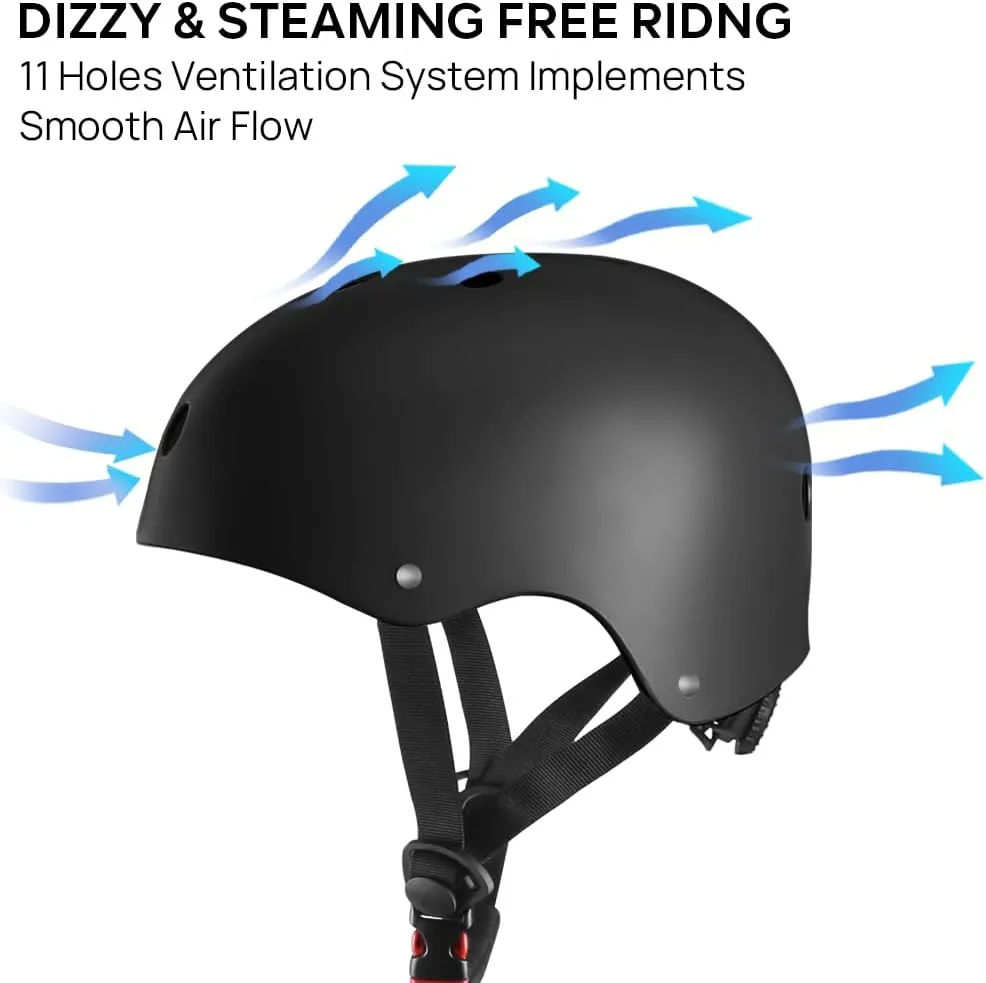 JBM Skateboard Helmet - Lightweight, Adjustable & Design of Ventilation Skate Helmet for Scooter, Roller Skate, Inline Skate