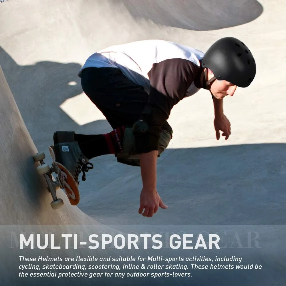 JBM Skateboard Helmet - Lightweight, Adjustable & Design of Ventilation Skate Helmet for Scooter, Roller Skate, Inline Skate