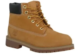 Junior Boys TIMBERLAND 12909 Junior 6 INCH PREMIUM Boot Leather 7 WHEAT NUBUCK BROWN