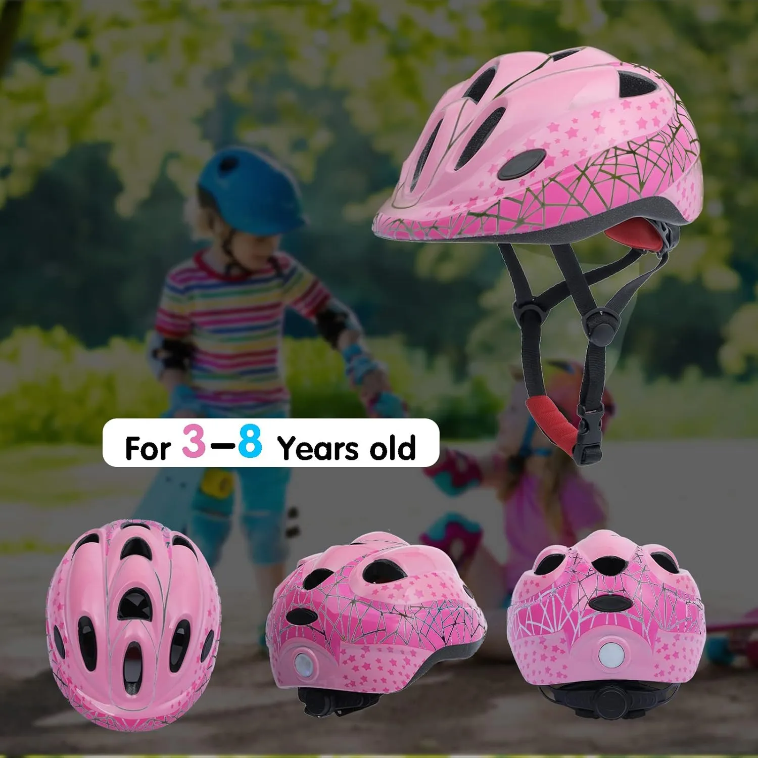 Kids Helmet Set, Toddler Helmet for Boys Girls Age 3-8 with Knee Elbow Pads Wrist Guards for Bike Skating Skateboard Cycling Scooter Rollerblading