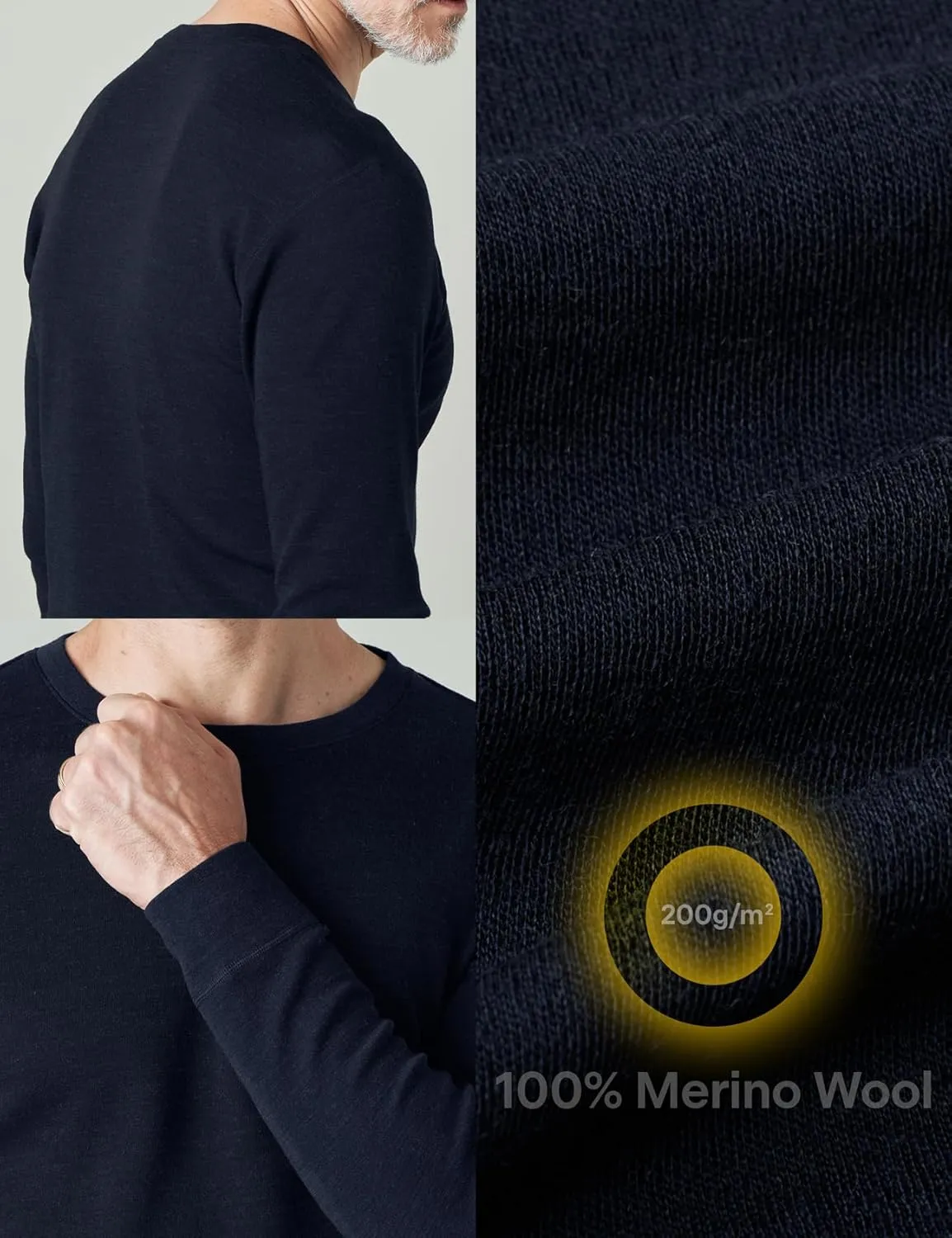 LAPASA Men 100% Merino Wool Shirt Base Layer Lightweight Midweight Thermal Top Long Sleeve Hunting Undershirt Warm Long John