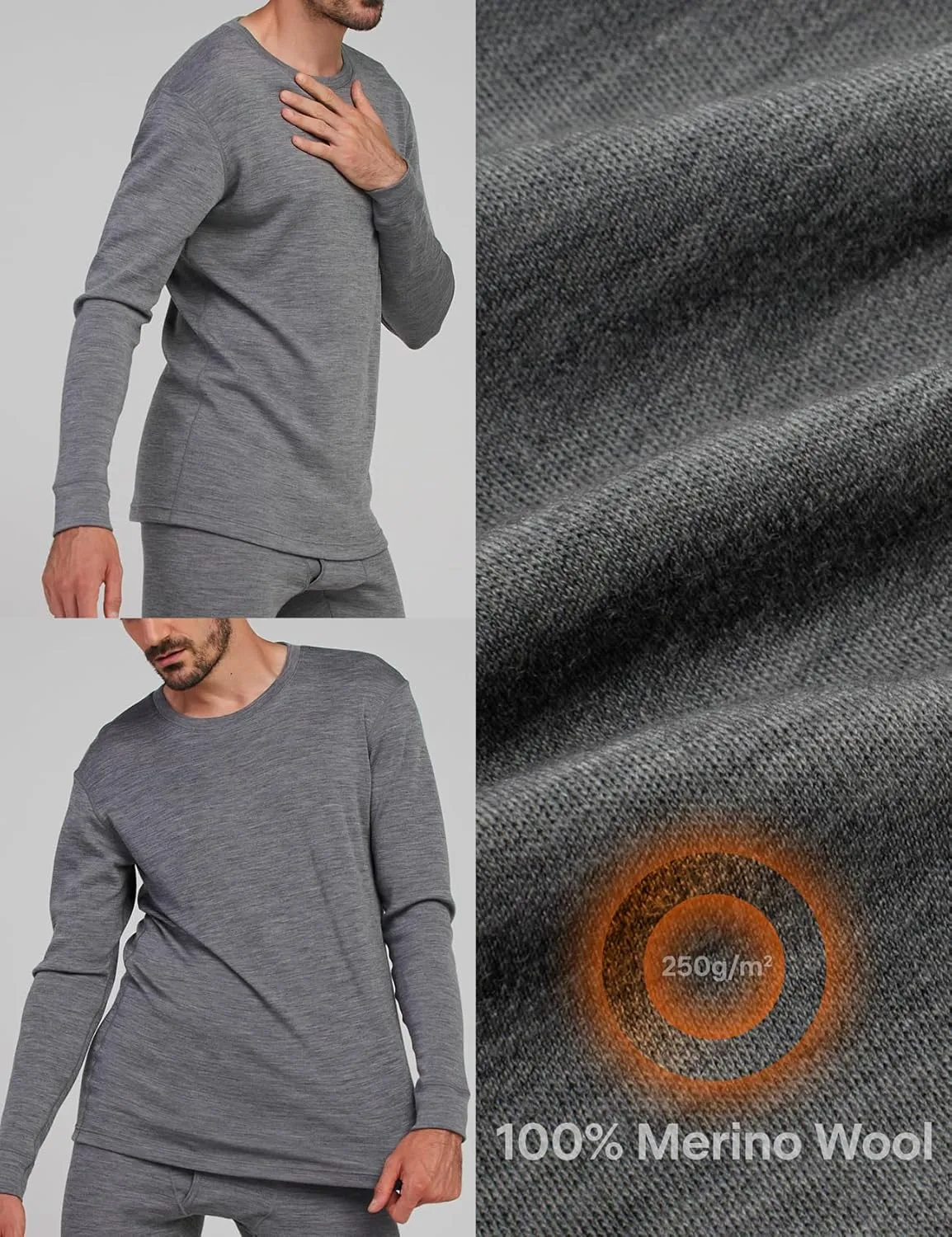 LAPASA Men 100% Merino Wool Shirt Base Layer Lightweight Midweight Thermal Top Long Sleeve Hunting Undershirt Warm Long John
