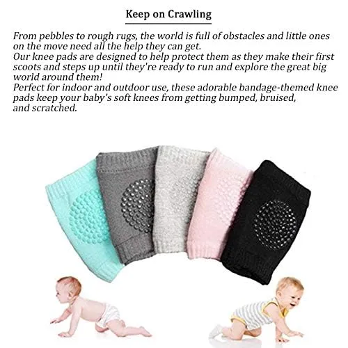 Safe-O-Kid- Infant Anti-Slip Elbow and Knee Pads/Guards- Dark Grey (Pack of - 1)