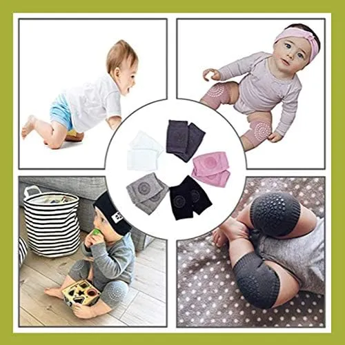 Safe-O-Kid- Infant Anti-Slip Elbow and Knee Pads/Guards- Dark Grey (Pack of - 1)