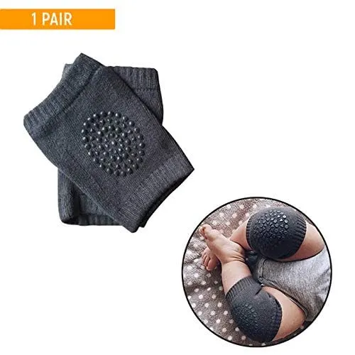Safe-O-Kid- Infant Anti-Slip Elbow and Knee Pads/Guards- Dark Grey (Pack of - 1)