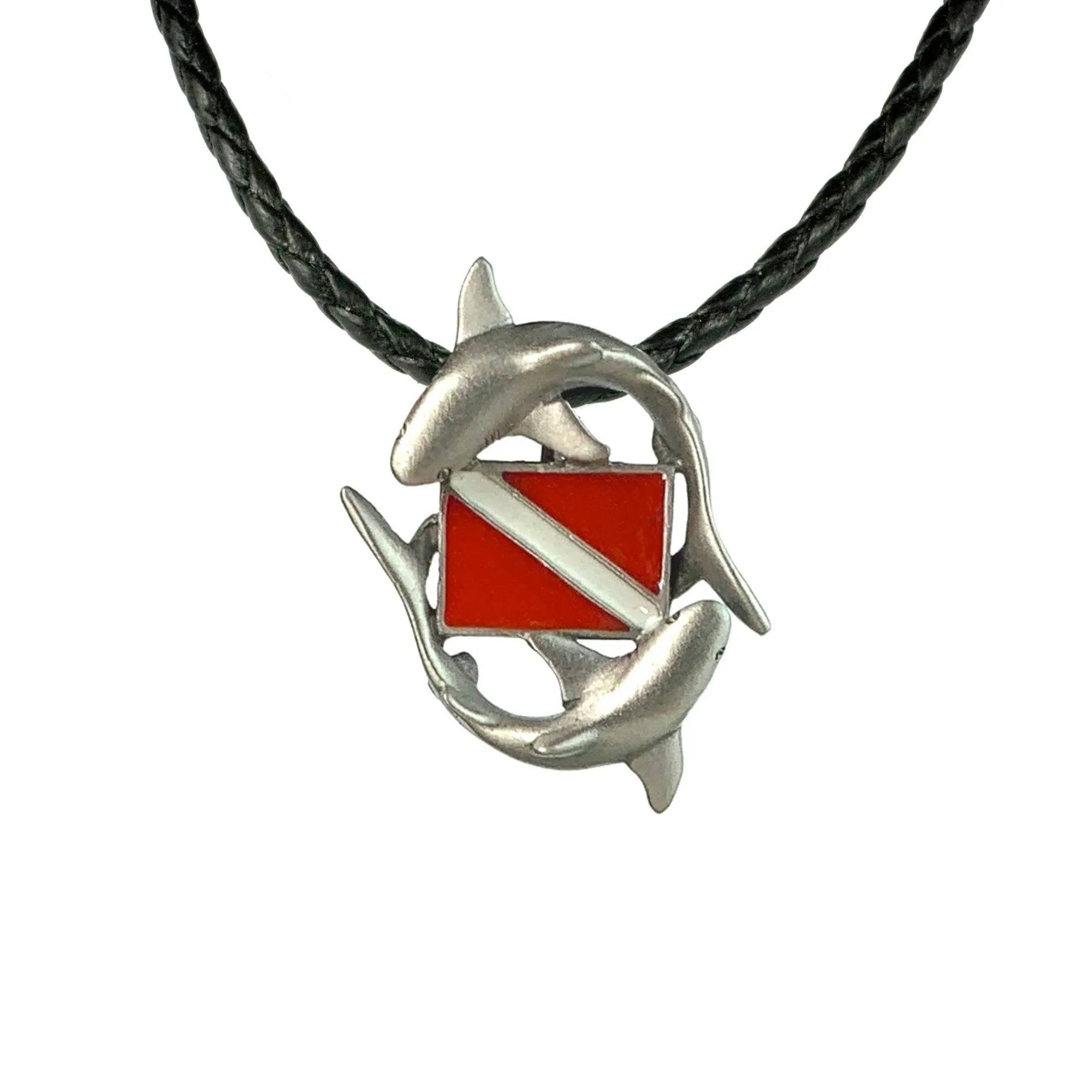 Shark Diver Necklace Pendant- Shark Gifts for Women and Men, Reef Shark Necklace, Gifts for Shark Divers, Dive Flag Jewelry, Sharks Charm