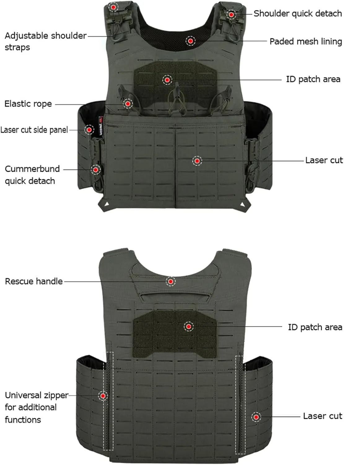 Tactical Vest Weighted Airsoft Paintball Vest Quick Release Adjustable Lightweight Outdoor Vest