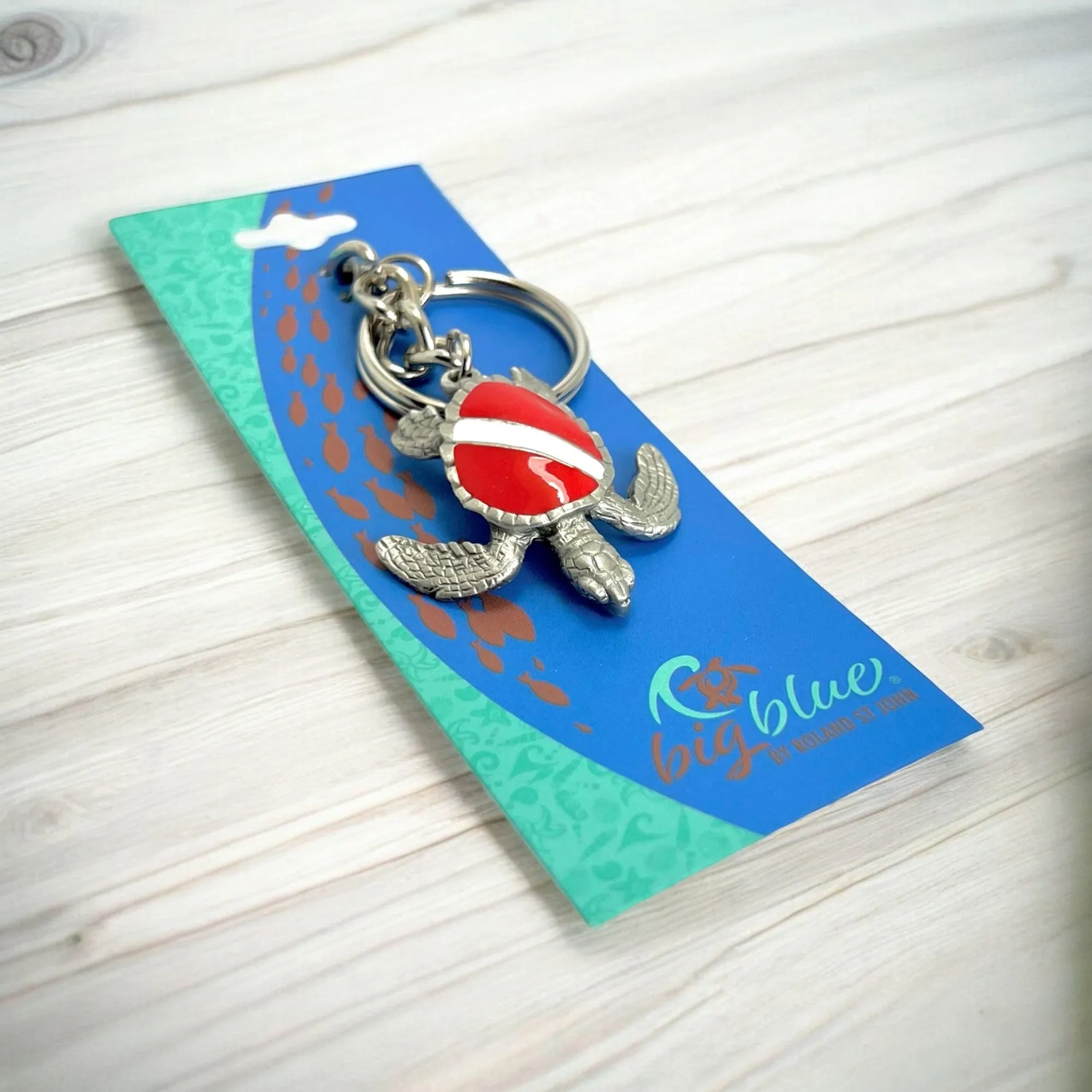 Turtle Keychain with Dive Flag for Men and Women- Gift for Turtle Lovers, Scuba Diving Turtle Keyring, Sea Turtle Key Fob, Gifts for Scuba
