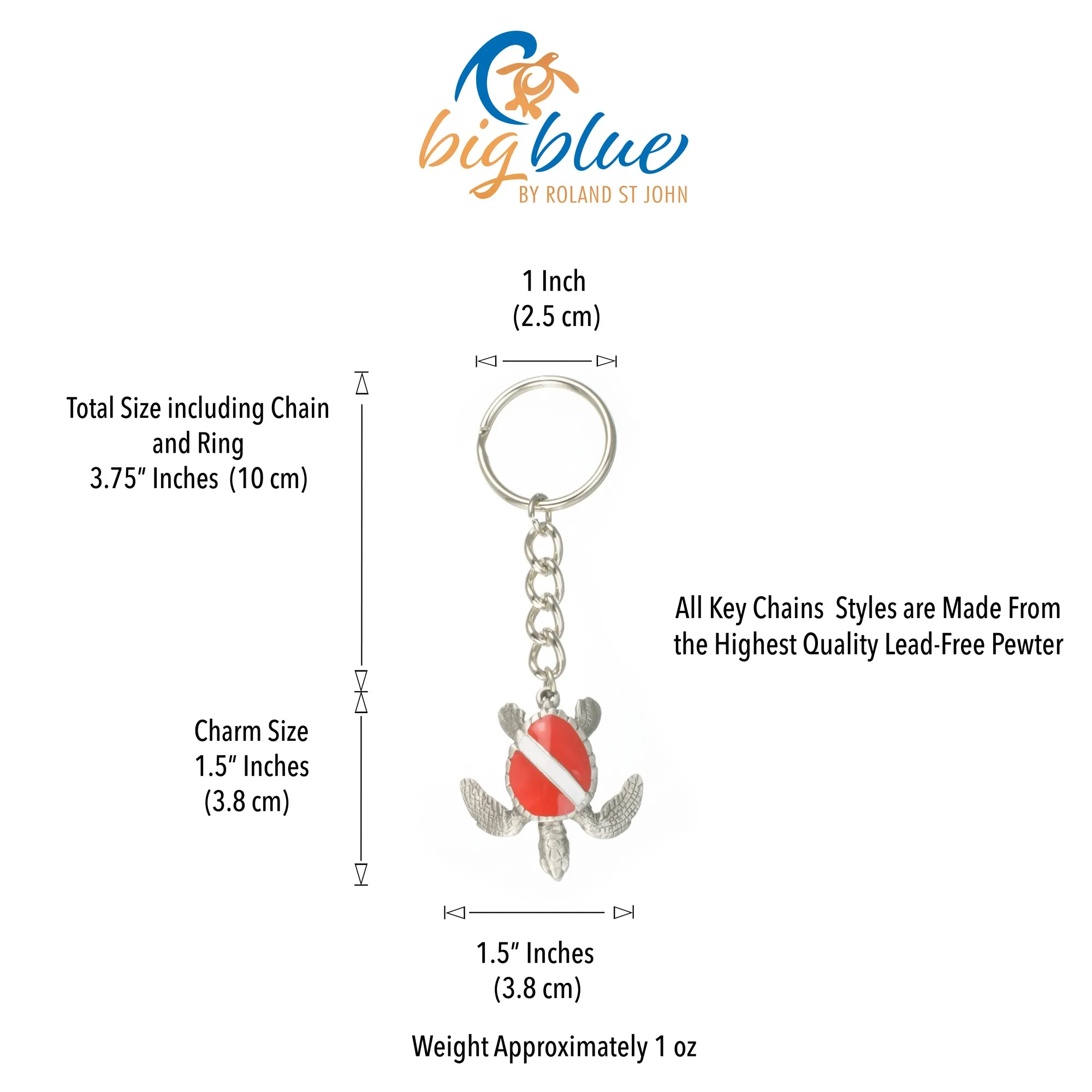Turtle Keychain with Dive Flag for Men and Women- Gift for Turtle Lovers, Scuba Diving Turtle Keyring, Sea Turtle Key Fob, Gifts for Scuba