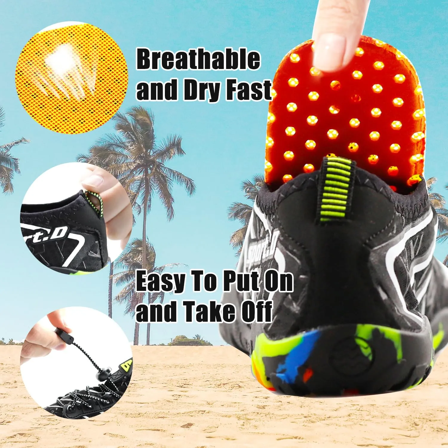 Water Shoes for Women Men, Quick Dry Barefoot Aqua Shoes Beach Swim Sports Outdoor Hiking Diving Surf