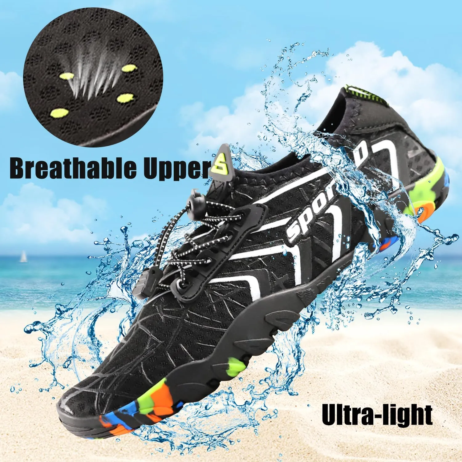 Water Shoes for Women Men, Quick Dry Barefoot Aqua Shoes Beach Swim Sports Outdoor Hiking Diving Surf