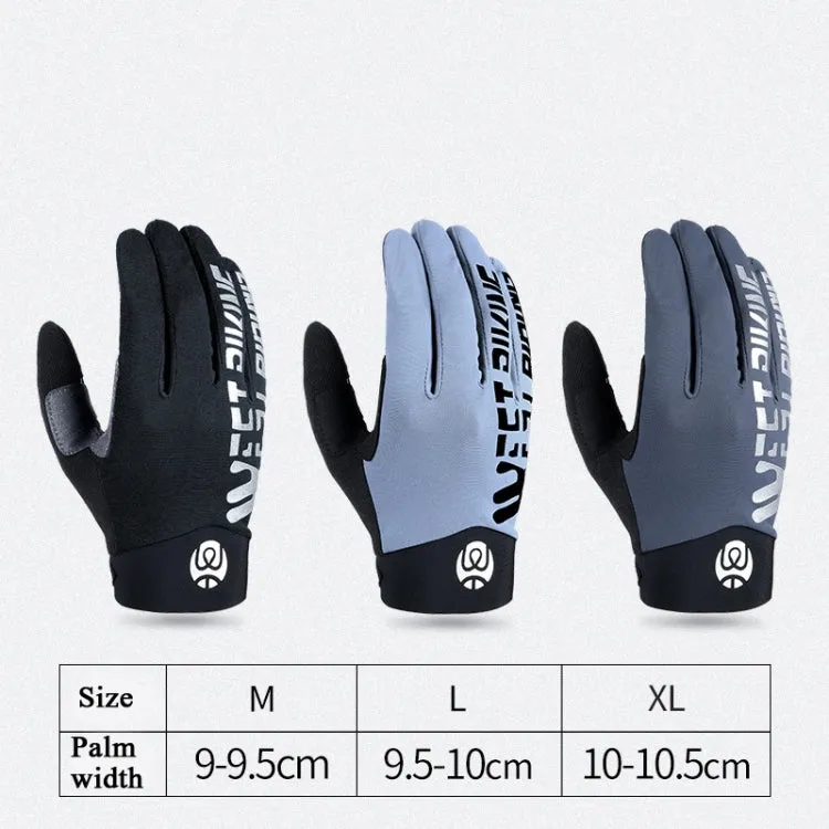 WEST BIKING YP0211214 Long Finger Shock Absorption Non-Slip Touch Screen Gloves Cycling Sports Gloves, Size: XL(Gray)