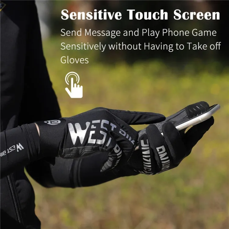WEST BIKING YP0211214 Long Finger Shock Absorption Non-Slip Touch Screen Gloves Cycling Sports Gloves, Size: XL(Gray)