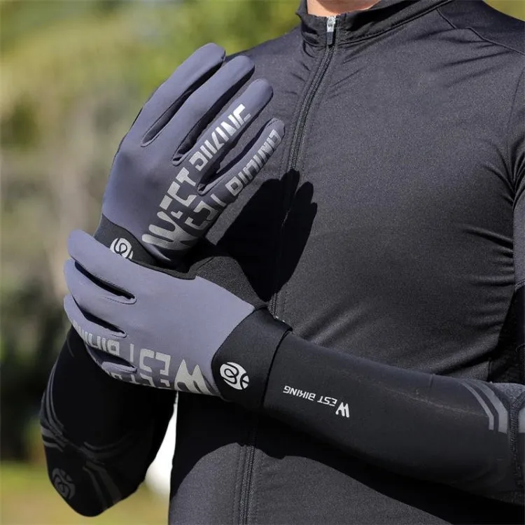 WEST BIKING YP0211214 Long Finger Shock Absorption Non-Slip Touch Screen Gloves Cycling Sports Gloves, Size: XL(Gray)